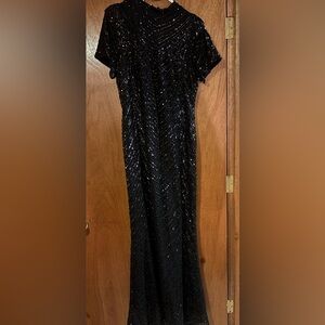 Elegant Black Sequin Evening Gown